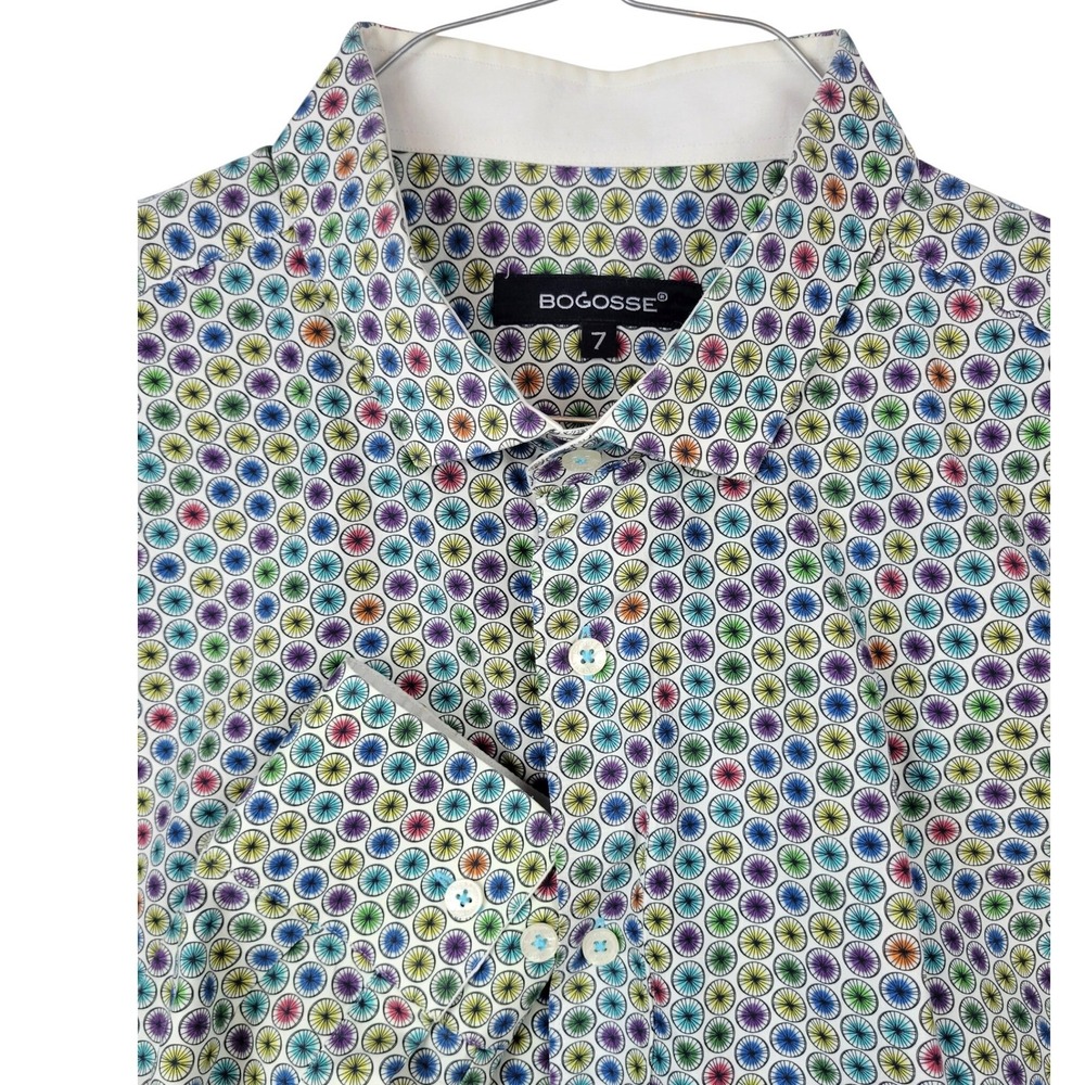Men's Bogosse 3EX Multicolor Wheel Print Long Sleeve Casual Shirt